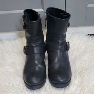 Black Leather Ankle Boots